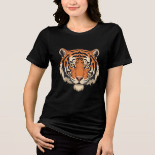 Fearless Tiger Head T-Shirt Design – Bold Wild Ani Tri-Blend Shirt