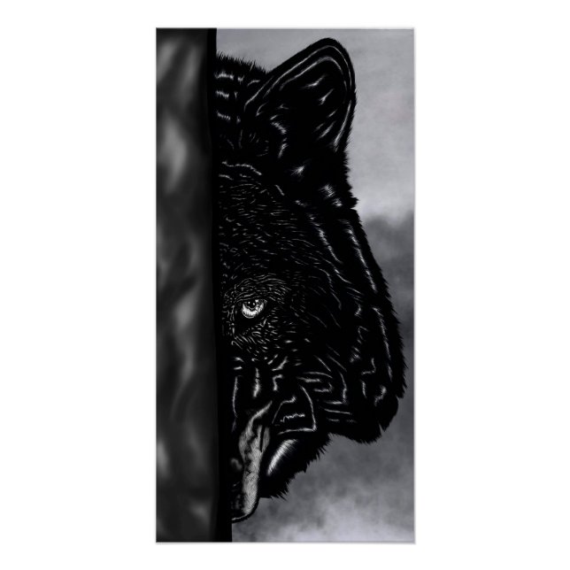 Fearlessly Watching – Hand-Drawn Wolf Forest  Poster (Front)