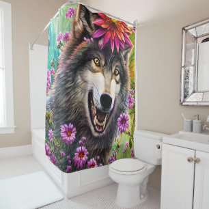 Fearsome Furry King Wolf Shower Curtain