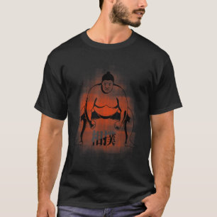 Fearsome Looking Sumo Wrestler with Japanese Tex T-Shirt