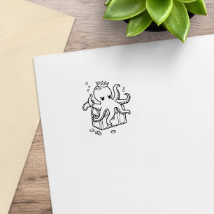 Fearsome Octopus Guarding Treasure Chest 2 Rubber Stamp