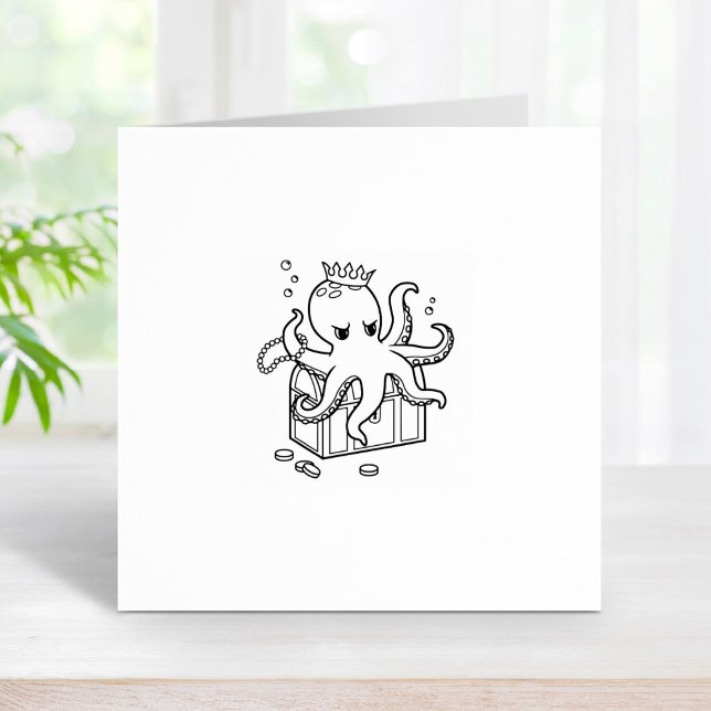 Fearsome Octopus Guarding Treasure Chest 2 Rubber Stamp (Creator Uploaded)
