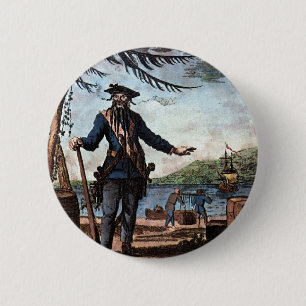 Fearsome Pirate Blackbeard! 6 Cm Round Badge