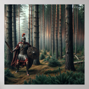 Fearsome Roman soldier in Verdant Forest Poster