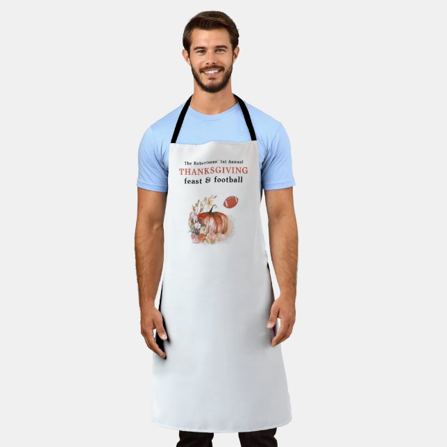 Feast and Football Thanksgiving Dinner Host Apron (Worn)