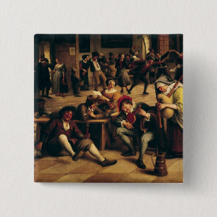 Feast in an Inn, detail of the central group 15 Cm Square Badge
