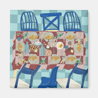 Feast in shades of blue and red magnet