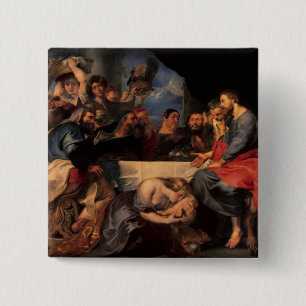 Feast in the house of Simon the Pharisee, c.1620 15 Cm Square Badge