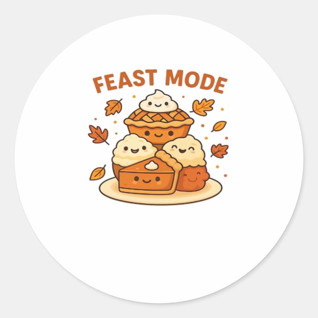 Feast Mode � Cute Autumn Comfort Food Plate Boxy T Classic Round Sticker (Front)