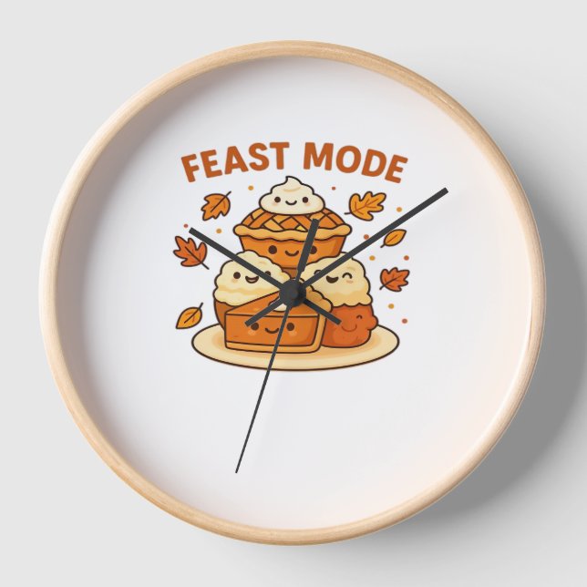 Feast Mode – Cute Autumn Comfort Food Plate Boxy T Clock (Front)