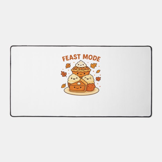 Feast Mode – Cute Autumn Comfort Food Plate Boxy T Desk Mat (Front)