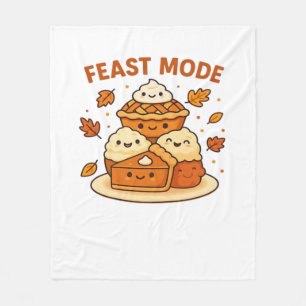 Feast Mode – Cute Autumn Comfort Food Plate Boxy T Fleece Blanket