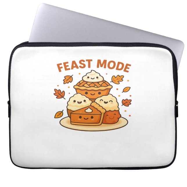 Feast Mode – Cute Autumn Comfort Food Plate Boxy T Laptop Sleeve (Front)