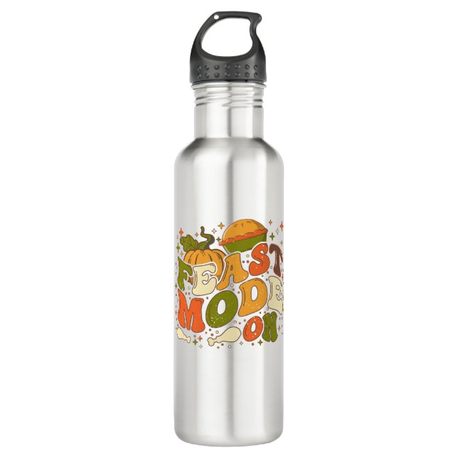 Feast Mode on, Thankgiving Costume 710 Ml Water Bottle (Front)