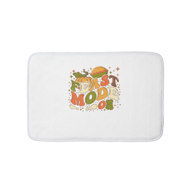 Feast Mode on, Thankgiving Costume Bath Mat (Front)