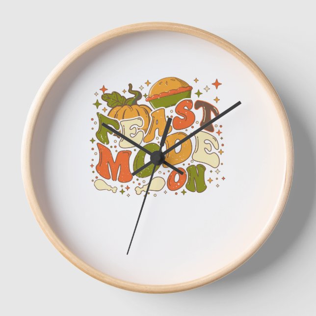 Feast Mode on, Thankgiving Costume Clock (Front)