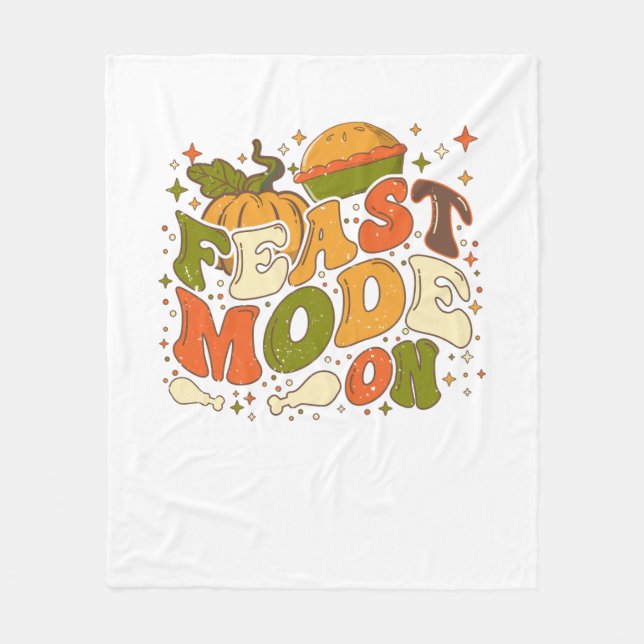 Feast Mode on, Thankgiving Costume Fleece Blanket (Front)