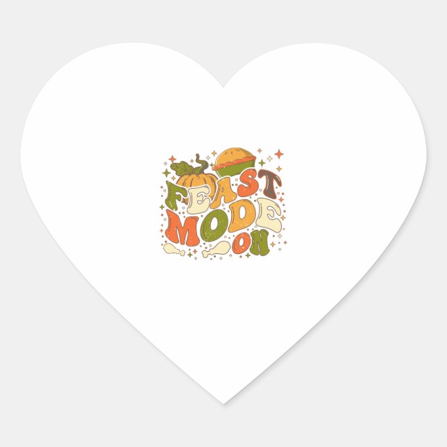 Feast Mode on, Thankgiving Costume Heart Sticker (Front)