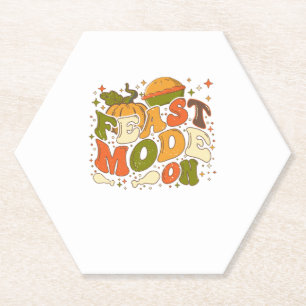 Feast Mode on, Thankgiving Costume Paper Coaster