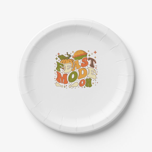 Feast Mode on, Thankgiving Costume Paper Plate (Front)