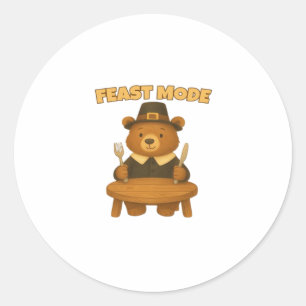 Feast Mode Thankgiving Turkey - Cute Pilgrim Turke Classic Round Sticker