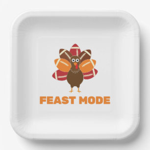Feast Mode Thanksgiving and Football Paper Plate