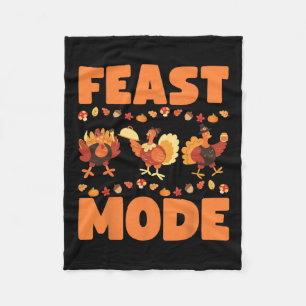 Feast Mode Turkey Day Thanksgiving Christmas Famil Fleece Blanket