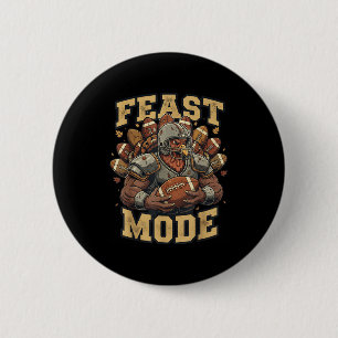 Feast Mode Turkey Football Thanksgiving Funny Vint 6 Cm Round Badge