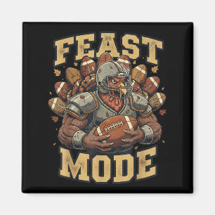 Feast Mode Turkey Football Thanksgiving Funny Vint Magnet