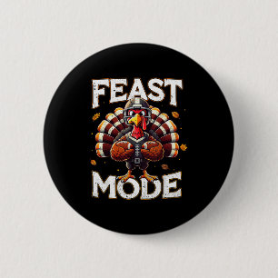 Feast Mode Turkey Vintage Football Thanksgiving Sh 6 Cm Round Badge