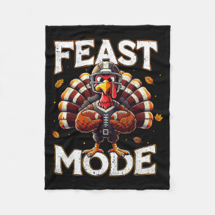 Feast Mode Turkey Vintage Football Thanksgiving Sh Fleece Blanket