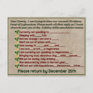 Feast of Dysfunction Postcard