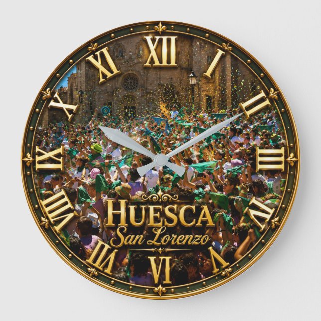 Feast of San Lorenzo of Huesca Large Clock (Front)