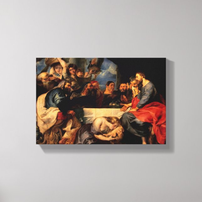 Feast of Simon & Mary Magdalene at Jesus' feet Canvas Print (Front)