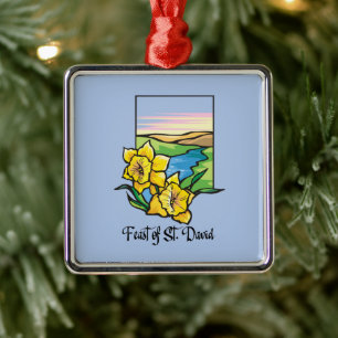 Feast of St. David Daffodils Metal Tree Decoration