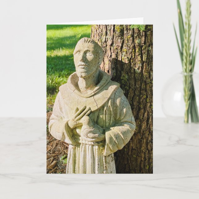 Feast of St. Francis With Bird in Hand Card (Front)