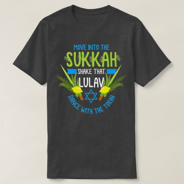 Feast of Tabernacles with Lulav and Etrog or Sukko T-Shirt (Design Front)