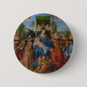 Feast of the Rose Garlands, 1506 (oil on wood) 6 Cm Round Badge