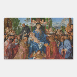 Feast of the Rose Garlands, 1506 (oil on wood) Rectangular Sticker