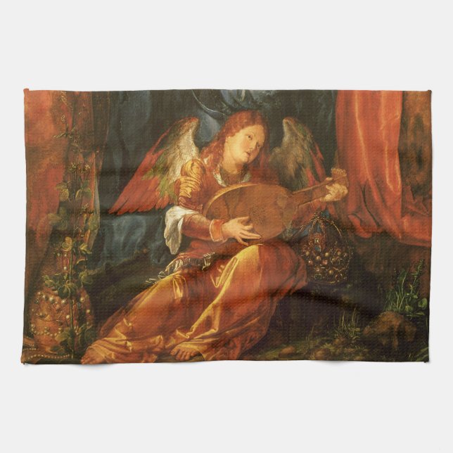 Feast of the Rose Garlands Angel by Albrecht Durer Tea Towel (Horizontal)