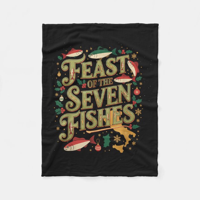 Feast Of The Seven Fishes Festive Italian Holiday  Fleece Blanket (Front)
