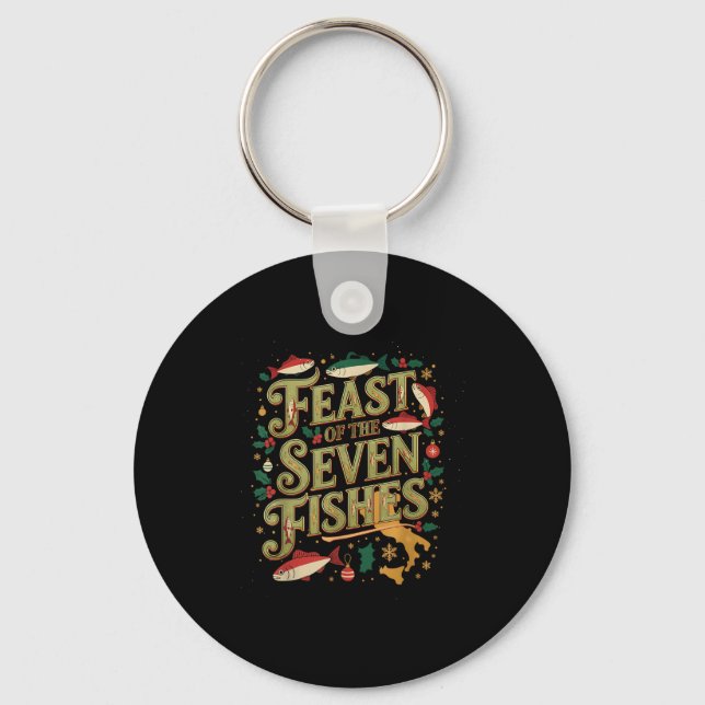Feast Of The Seven Fishes Festive Italian Holiday  Key Ring (Front)
