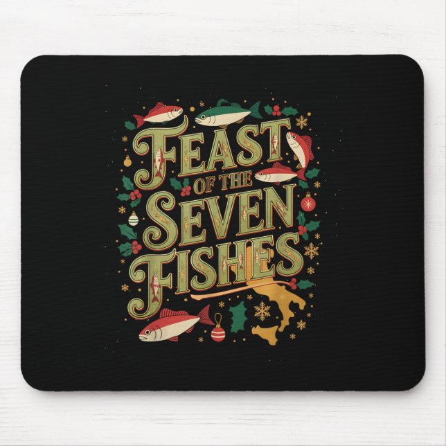 Feast Of The Seven Fishes Festive Italian Holiday  Mouse Mat (Front)