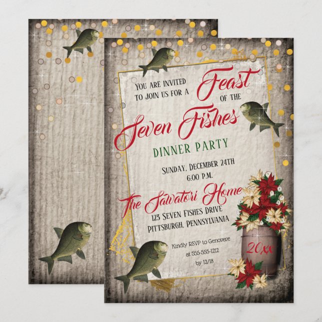 Feast of the Seven Fishes Italian American Party I Invitation (Front/Back)