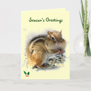 Feasting Chipmunk Season's Greetings Holiday Card