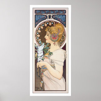 Feather - Alphonse Mucha - Vintage Art Nouveau Poster