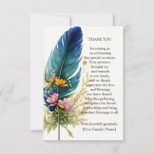 Feather And Flower Thank You Card