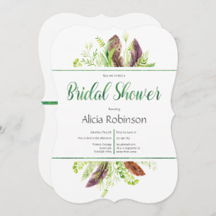 Feather and Foliage Boho Bridal Shower Invitation