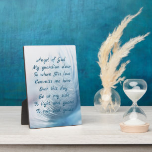 Feather Angel of God Christian Prayer Plaque