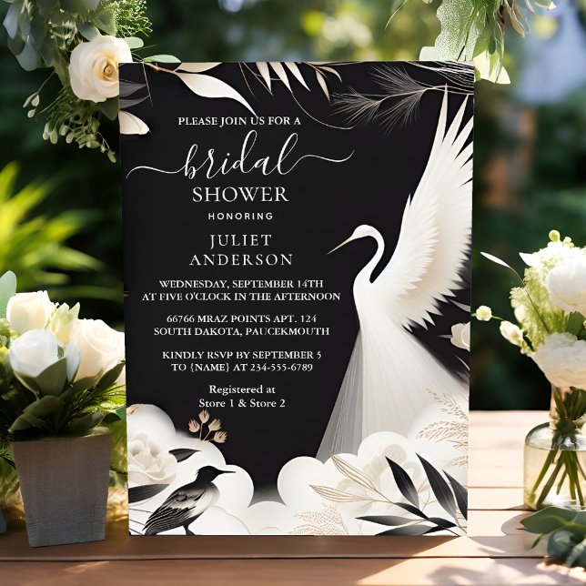 Feather Asian Sky Cloud Crane Fun Bridal Shower Invitation (Creator Uploaded)